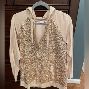 Isaac Mizrahi sequined hooded zip-up, Size L